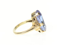 Load image into Gallery viewer, 14K Pear Amethyst Retro Solitaire Cocktail Ring Size 5.5 Yellow Gold