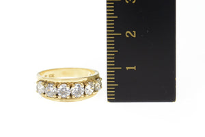 10K Classic Retro Cubic Zirconia Wedding Band Ring Size 5.75 Yellow Gold