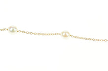 Load image into Gallery viewer, 14K 7.3mm Pearl Beaded Chain Link Necklace 16.25&quot; Yellow Gold