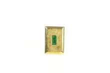Load image into Gallery viewer, 18K Columbian Emerald Textured Square Lapel Pin/Brooch Yellow Gold