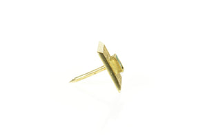 18K Columbian Emerald Textured Square Lapel Pin/Brooch Yellow Gold