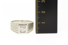 Load image into Gallery viewer, 18K 0.36 Ct Men&#39;s Diamond Squared Wedding Band Size 8.75 White Gold