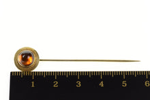 Load image into Gallery viewer, 14K Victorian Ornate Citrine Cabochon Etched Stick Pin Yellow Gold