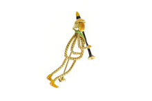 Load image into Gallery viewer, 18K Retro Enamel Clarinet Musician Jazz Statement Pin/Brooch Yellow Gold