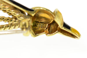 18K Retro Enamel Clarinet Musician Jazz Statement Pin/Brooch Yellow Gold