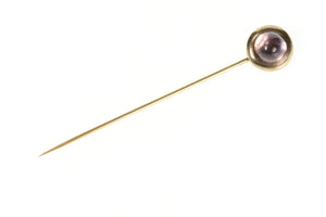 14K Victorian Amethyst Cabochon Round Simple Stick Pin Yellow Gold