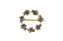 Load image into Gallery viewer, 10K Ornate Retro Leaf Seed Pearl Wreath Round Pin/Brooch Yellow Gold