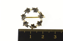 Load image into Gallery viewer, 10K Ornate Retro Leaf Seed Pearl Wreath Round Pin/Brooch Yellow Gold