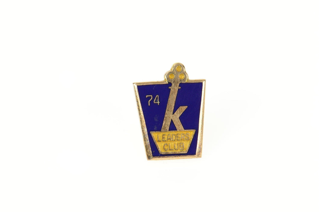 10K K Blue Enamel Leaders Club 74 Lapel Pin/Brooch Yellow Gold