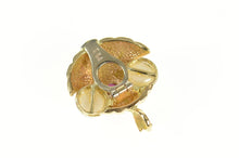 Load image into Gallery viewer, 14K Garnet Pearl Accent Scalloped Statement Pendant Yellow Gold