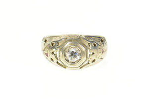 18K 0.36 Ct Diamond Ornate Men's Masonic Ring Size 8.75 White Gold