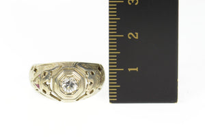 18K 0.36 Ct Diamond Ornate Men's Masonic Ring Size 8.75 White Gold