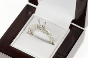 18K 0.76 Ctw 6.0mm Engagement Setting Mount Ring Size 7.25 White Gold