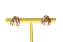 Load image into Gallery viewer, 14K Ruby Channel Criss Cross Statement Stud Earrings Yellow Gold