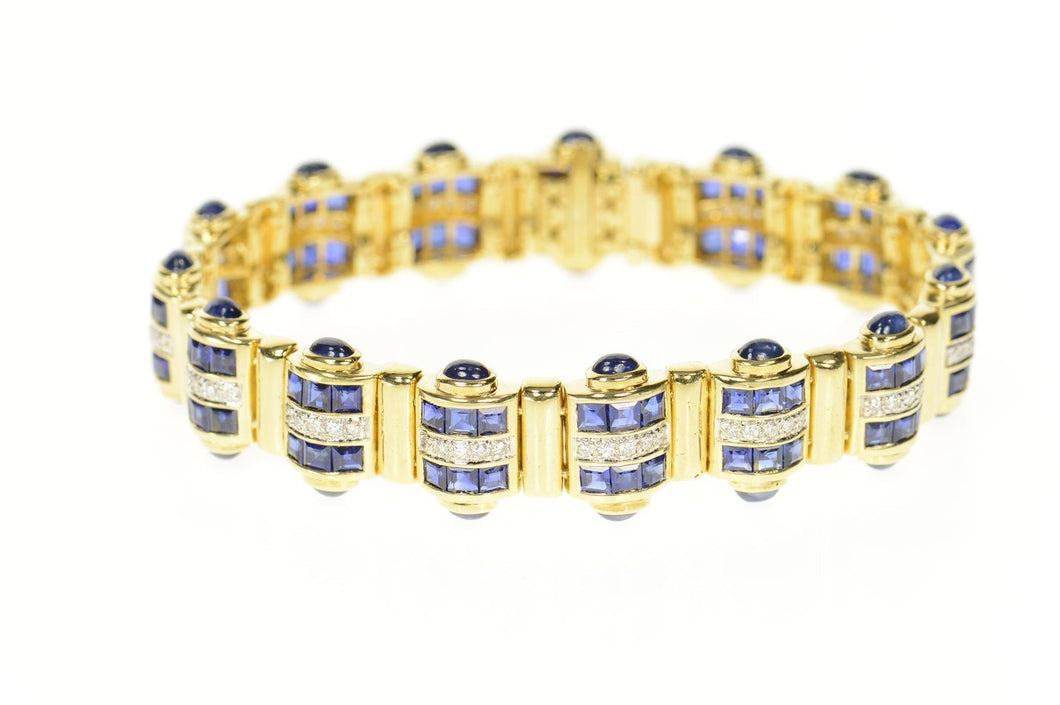 18K 15.75 Ctw Ornate Sapphire Diamond Statement Bracelet 7