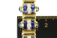 Load image into Gallery viewer, 18K 15.75 Ctw Ornate Sapphire Diamond Statement Bracelet 7&quot; Yellow Gold