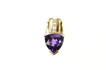 Load image into Gallery viewer, 14K Trillion Amethyst Diamond Accent Statement Pendant Yellow Gold