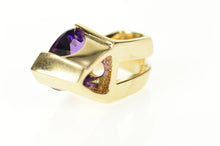 Load image into Gallery viewer, 14K Trillion Amethyst Diamond Accent Statement Pendant Yellow Gold
