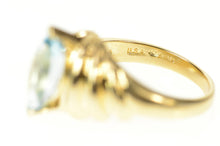 Load image into Gallery viewer, 14K Marquise Blue Topaz Ornate Cocktail Ring Size 6.5 Yellow Gold