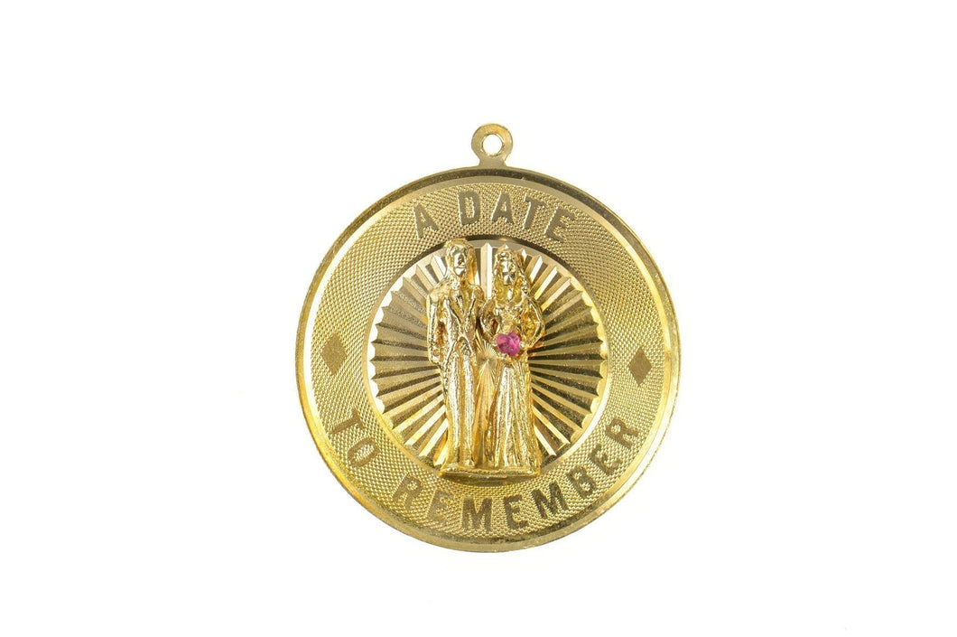 14K 1960's Wedding Day Date to Remember Charm/Pendant Yellow Gold