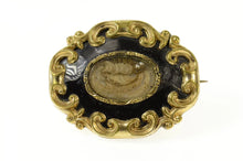 Load image into Gallery viewer, Gold Filled Victorian Mourning Jewelry Hair Ornate Enamel Pendant/Pin