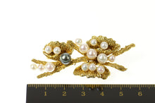 Load image into Gallery viewer, 14K 1960&#39;s Ornate Pearl Branch Floral Statement Pin/Brooch Yellow Gold