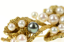 Load image into Gallery viewer, 14K 1960&#39;s Ornate Pearl Branch Floral Statement Pin/Brooch Yellow Gold