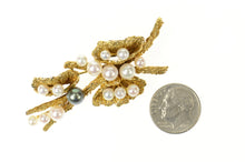 Load image into Gallery viewer, 14K 1960&#39;s Ornate Pearl Branch Floral Statement Pin/Brooch Yellow Gold