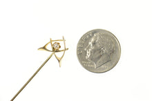 Load image into Gallery viewer, 14K Diamond Retro Wish Bone Lucky Symbol Stick Pin Yellow Gold