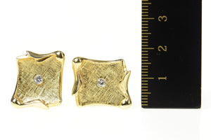 14K 1960's Diamond Textured Scroll Curved Cuff Links Yellow Gold