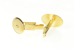 14K 1960's Diamond Star Inset Oval Classic Cuff Links Yellow Gold