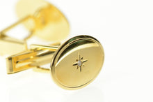 Load image into Gallery viewer, 14K 1960&#39;s Diamond Star Inset Oval Classic Cuff Links Yellow Gold