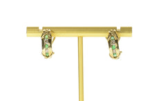 Load image into Gallery viewer, 10K Emerald Diamond Ornate Curved Semi Hoop Earrings Yellow Gold