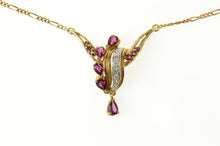 Load image into Gallery viewer, 14K Ruby Diamond Ornate Wavy Chain Link Necklace 18&quot; Yellow Gold