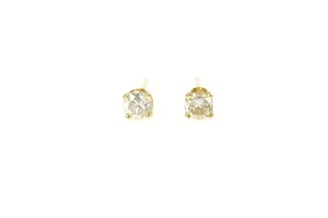 14K 0.30 Ctw Diamond Solitaire Classic Stud Earrings Yellow Gold