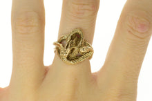 Load image into Gallery viewer, 18K Ornate Coiled Snake Dragon Serpent Statment Ring Size 7.25 Yellow Gold