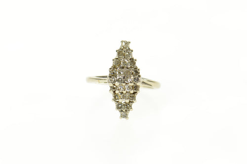 10K Retro Diamond Cluster Marquise Statement Ring Size 3 White Gold