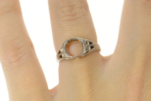 Platinum Art Deco Filigree 7.6mm Engagement Setting Ring Size 6.5