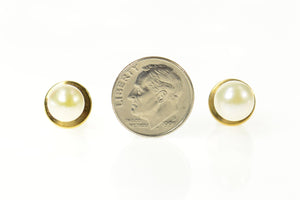 14K 8.0mm Fancy Classic Pearl Set (2x) Lapel Pin/Brooch Yellow Gold