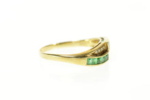 Load image into Gallery viewer, 14K Princess Emerald Diamond Accent Bypass Ring Size 9.25 Yellow Gold