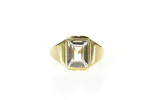 10K Emerald Cut Solitaire Travel Engagement Ring Size 7.5 Yellow Gold