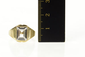 10K Emerald Cut Solitaire Travel Engagement Ring Size 7.5 Yellow Gold