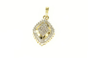 10K Classic Squared Diamond Cluster Halo Yellow Gold