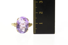 Load image into Gallery viewer, 10K Oval Amethyst Solitaire Retro Cocktail Ring Size 7 Yellow Gold
