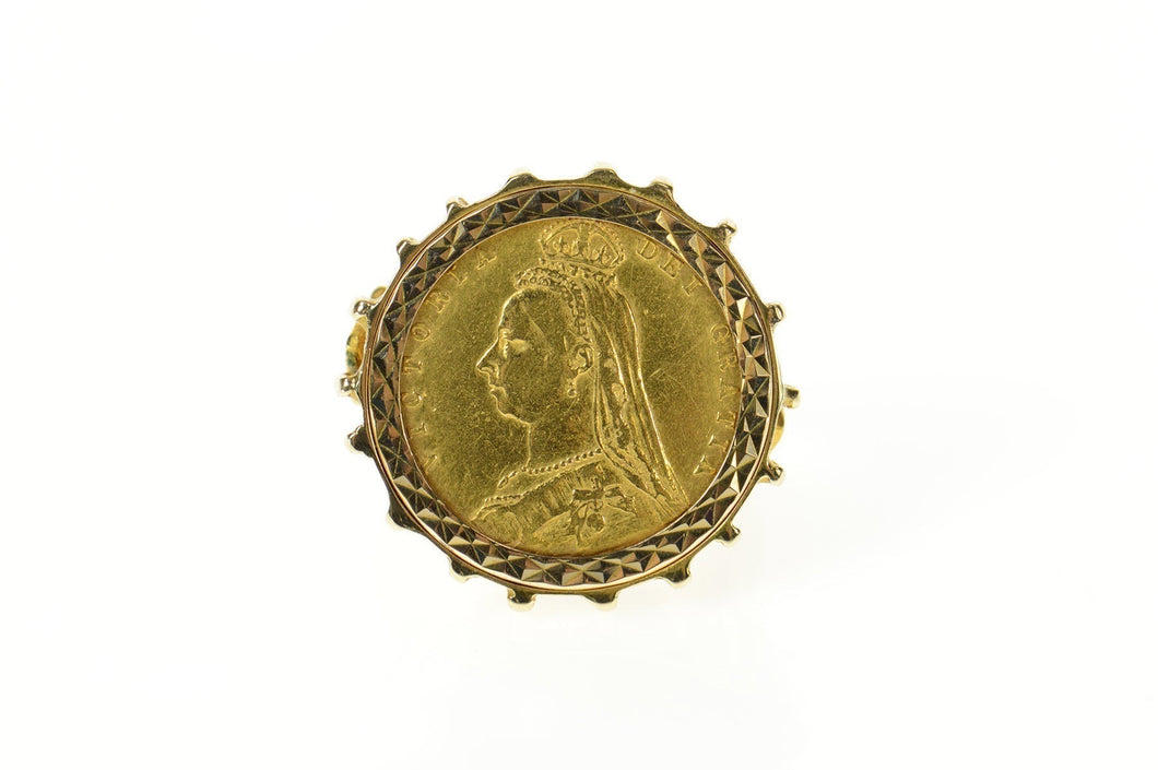 9K 1892 1/2 Sovereign Victoria Jubilee Coin Ring Size 7.25 Yellow Gold