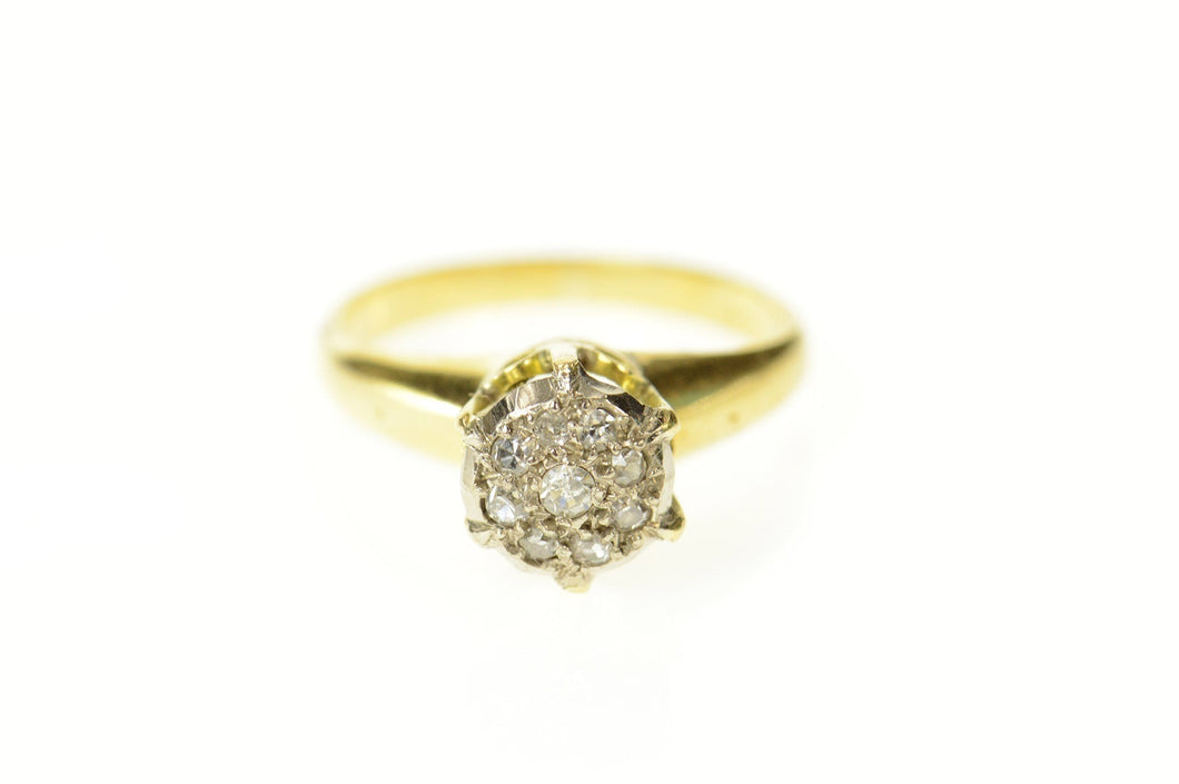 18K 1940's Classic Diamond Cluster Statement Ring Size 5.5 Yellow Gold