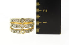 Load image into Gallery viewer, 14K Princess Diamond Tiered Statement Band Ring Size 7.25 Yellow Gold