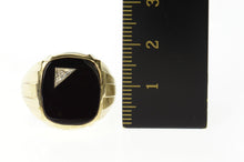 Load image into Gallery viewer, 14K Men&#39;s Black Onyx Diamond Inlay Men&#39;s Ring Size 8.75 Yellow Gold