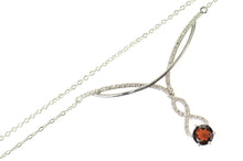 Load image into Gallery viewer, 10K Garnet Diamond Accent Ornate Twist Drop Necklace 18&quot; White Gold