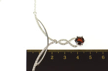 Load image into Gallery viewer, 10K Garnet Diamond Accent Ornate Twist Drop Necklace 18&quot; White Gold